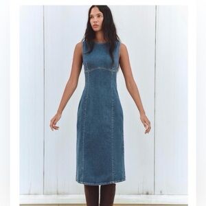 Zara Sleeveless Denim Midi Dress